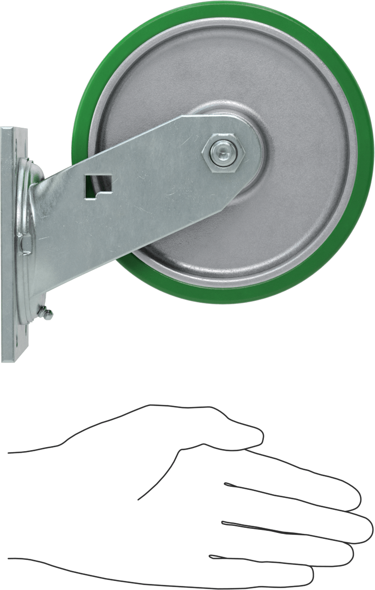 4-1/2" x 4" Plakalı Yüksek Kapasiteli Spartan Tekerlek, 6" Çaplı Korumalı Rulmanlı Poliüretan Tekerlekli Döner Tekerlek