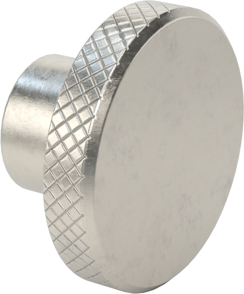 303 Paslanmaz Çelik Tırtıllı Düğme, 3/8"-24 Dişli Delikli, 5/8" Derinlik, 2 inç Çapında Başlık — 3⁄8"-24, Tırtıllı Başlık, 303 Paslanmaz…