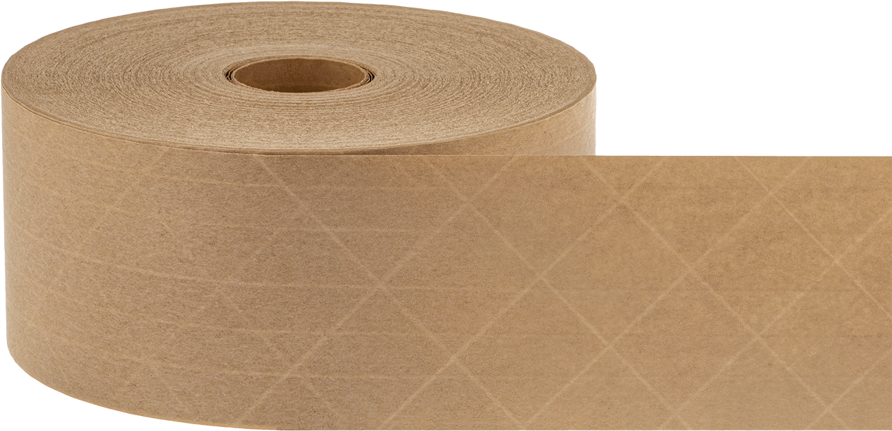 Güçlendirilmiş Suyla Etkinleşen Ambalaj Bandı, 2-3/4" Genişlik, 450 Fit Uzunluk, 0.006" Toplam Kalınlık, Kahverengi