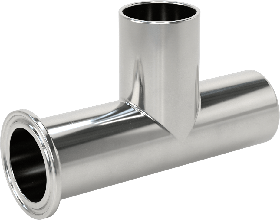 Ekstra Parlak Metal Hızlı Kelepçeli Boru Bağlantısı, T Adaptörü, 1-1/2" Dış Çap Boru x Alın Kaynağı x Alın Kaynağı — T-Parçası, 316/316L…