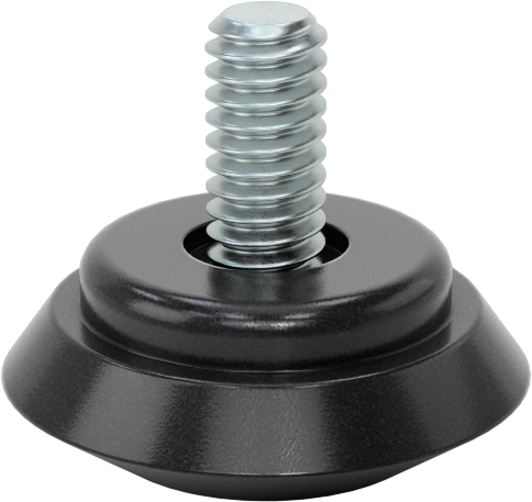 PVC Tabanlı Sert Seviyelendirme Montaj Parçaları, 1/2" Uzunlukta 1/4"-20 Dişli Çinko Kaplı Çelik Saplamalı — 1/4"-20, Sert, 1 1/8"