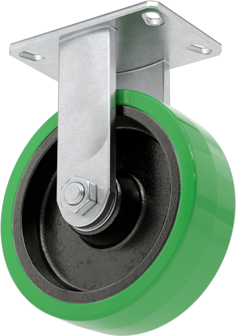 6-1/4" x 4-1/2" Plakalı Viking Tekerlek, 8 inç Çapında Poliüretan Tekerlekli Sabit