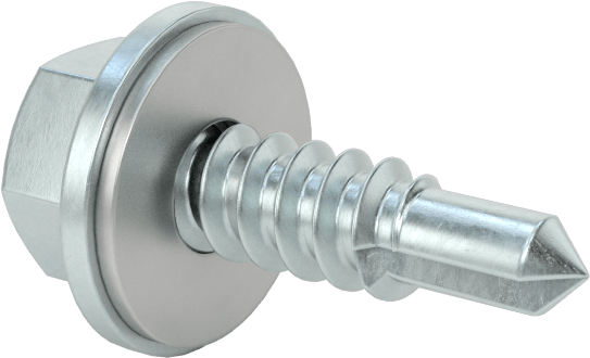 Metal için Pullu Delme Vidaları, Çinko Kaplı 410 Paslanmaz Çelik, 10 Numaralı Boyut, 5/8" Uzunluk