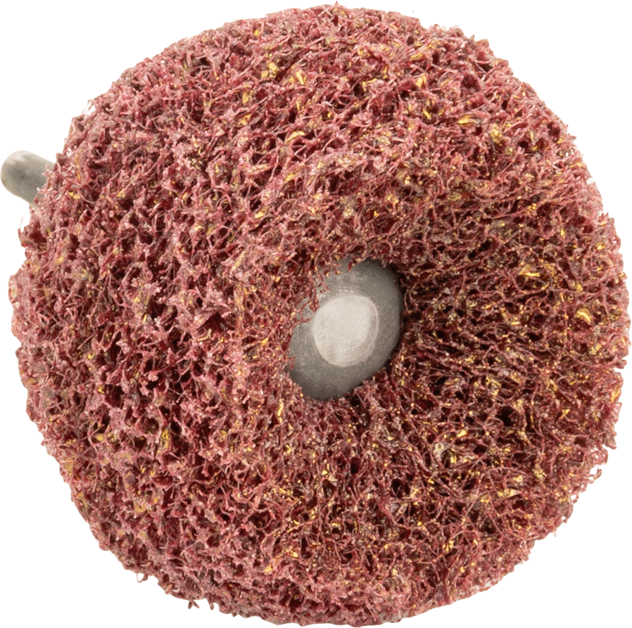 Saplı Naylon Örgü Yastıklı Zımpara Diski, Düz Disk, Orta Sınıf, 1" Çap, 3/8" Genişlik