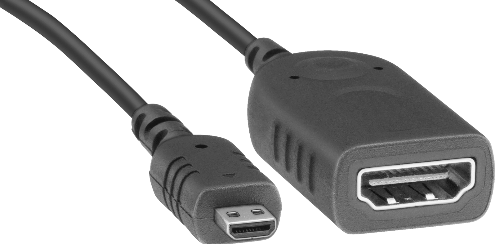 6 inç Kablolu Mikro-HDMI Erkek x Standart HDMI Dişi Adaptör — Adaptör, Düz, Ses, Video