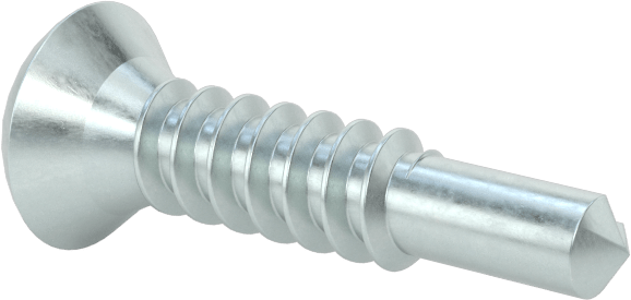 Metal için Oval Başlı Delme Vidaları, Çinko Kaplı Çelik, 12 Numaralı Vida Boyutu, 1" Uzunluk