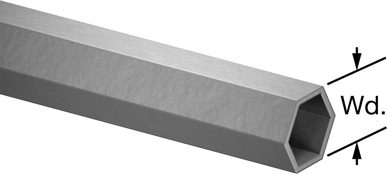 Çok Amaçlı 6061 Alüminyum Altıgen Boru, 1/8" Duvar Kalınlığı, 1/2" Genişlik