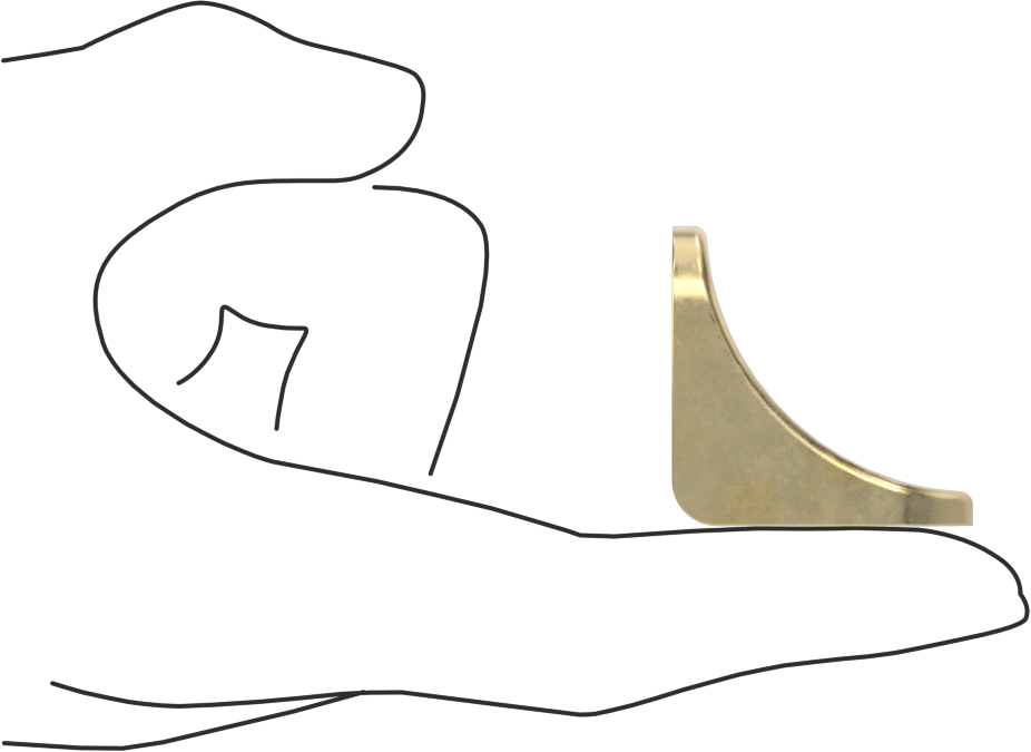 Köşe Braketi, Pirinç Kaplamalı Çelik, 1-3/8" x 1-3/8" x 3/4"