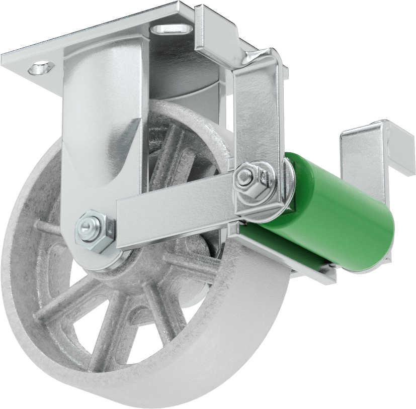 4-1/2" x 4" Plakalı Yüksek Kapasiteli Spartan Tekerlek, Frenli ve 6 inç Çapında Açık Rulmanlı Metal Tekerlekli Sert — 6", Demir, Levha