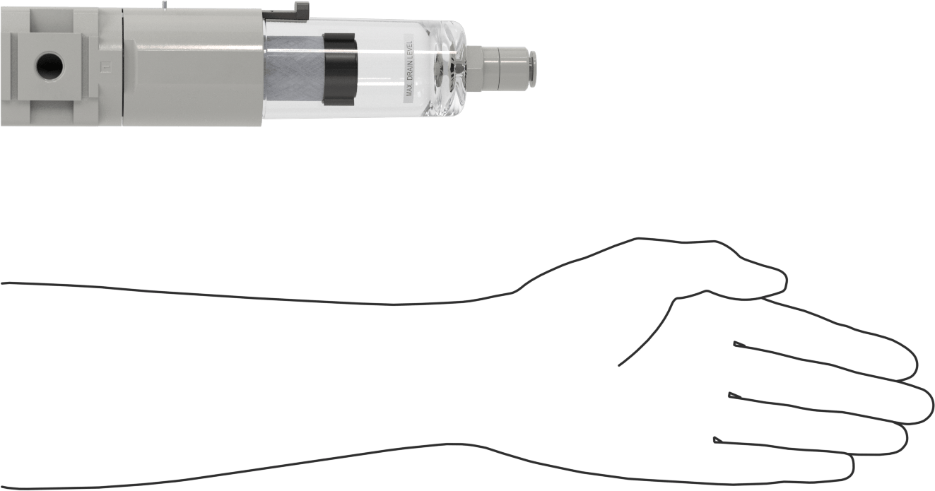 Yağ giderme amaçlı basınçlı hava ayırıcı, Şeffaf Kase, 1/4 NPT Dişi, 26 scfm @ 100 PSI