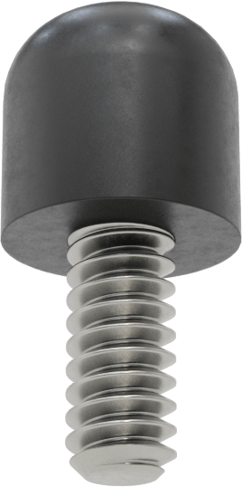 SBR Kauçuk Dişli Saplamalı Tamponlar, 4-40 Diş Boyutu, 1/4" Diş Uzunluğu, 1/4" Dış Çap, Durometre 70A