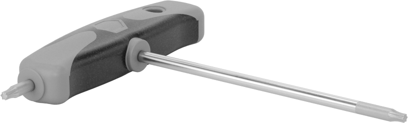 Yüksek Kaldıraçlı Krom Kaplı Çelik T-Kolu Torx Anahtarı, T10 Tahrik Boyutu, 4-15/16" Toplam Uzunluk — Düz, Bireysel, Ultra Grip