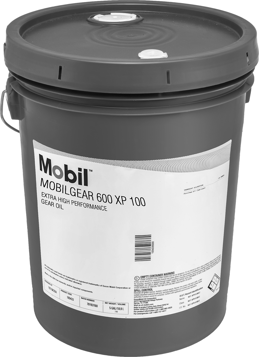 Mobil Mobilgear 600 XP 100 Dişli Yağı, 5 Galon — Kova, Dişli Kutuları, Sonsuz Dişliler, Mineral Yağ