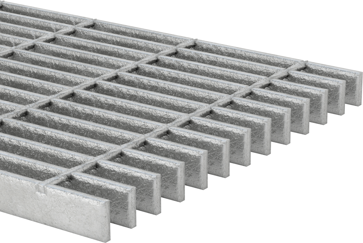Pürüzsüz Çelik Çubuk Izgara, Galvanizli, 1" Yükseklik x 3/16" Genişlik Taşıyıcı Lama