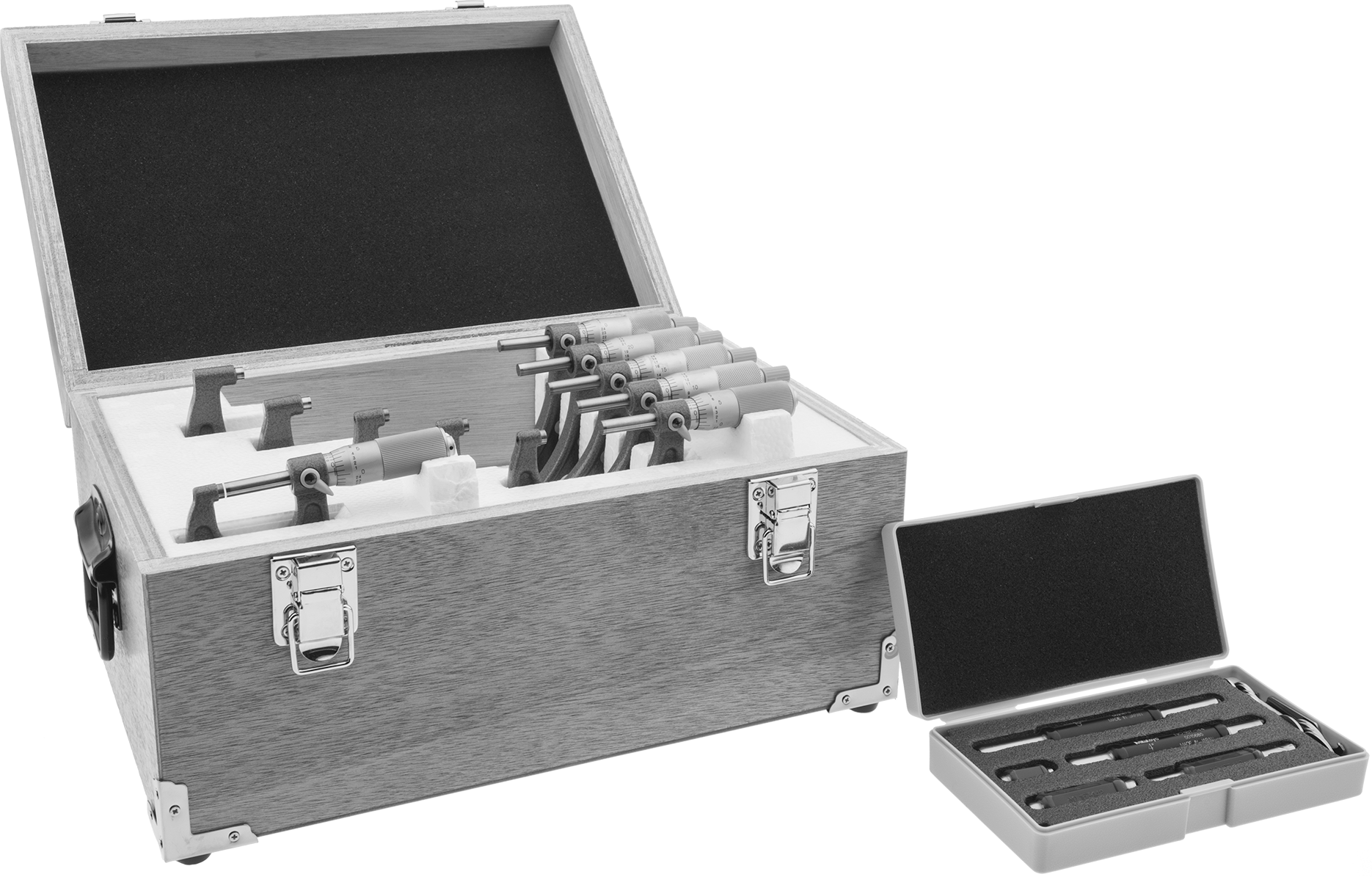Mitutoyo Dış Mikrometre, İnç Ölçüleri, 6 Parça Set, Model Numarası 103-907-40 — Ölçek, Düz, 6