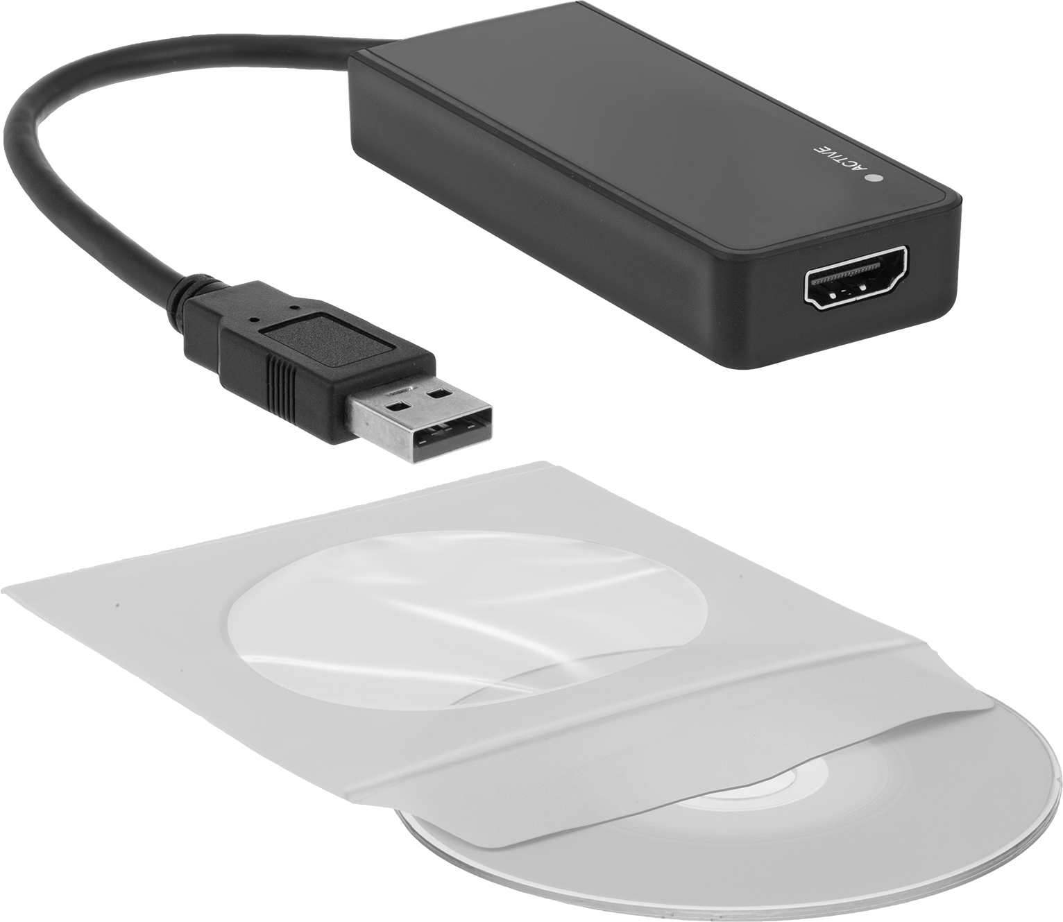 USB Adaptör Kablosu, A Fiş x Standart HDMI Soket, 5-1/2" Uzunluk — Adaptör, 5 1⁄2", Korumasız