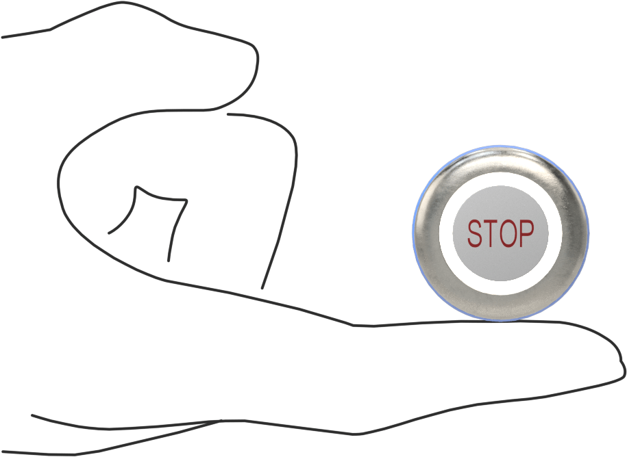 Hijyenik Parmak Dokunmalı Anahtar, 5 Kutuplu M12 Fiş, "Stop" Mesajlı, Beyaz Aktüatör
