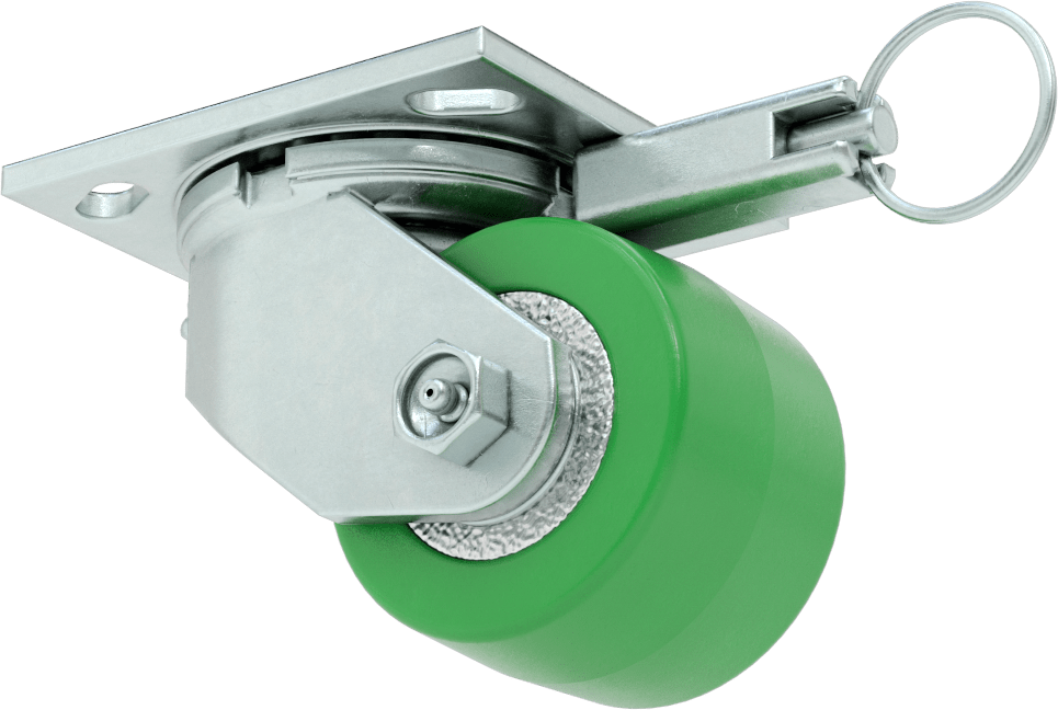4-1/2" x 4" Montaj Plakalı Samson Tekerlek, Döner Kilitli ve 3-1/4" Çaplı 95A Poliüretan Tekerlekli Döner