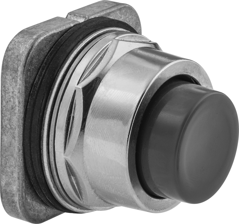 30 mm Panele Monte Metal Aktüatör, Çıkıntılı Basma Düğmesi, NEMA 4x — 1 3⁄16", 30 mm, 120V AC, 24V DC, Anlık