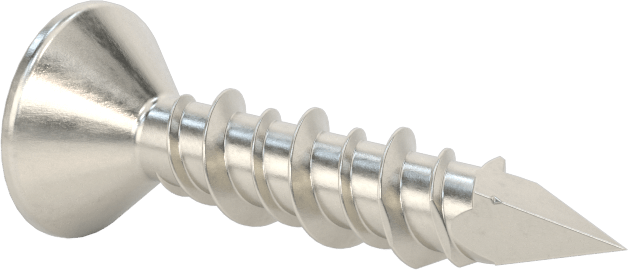 Duvar ve Beton için 410 Paslanmaz Çelik Kılavuzlu Vida, Havşa Başlı Phillips, 1/4" Vida Boyutu, 1-1/4" Uzunluk