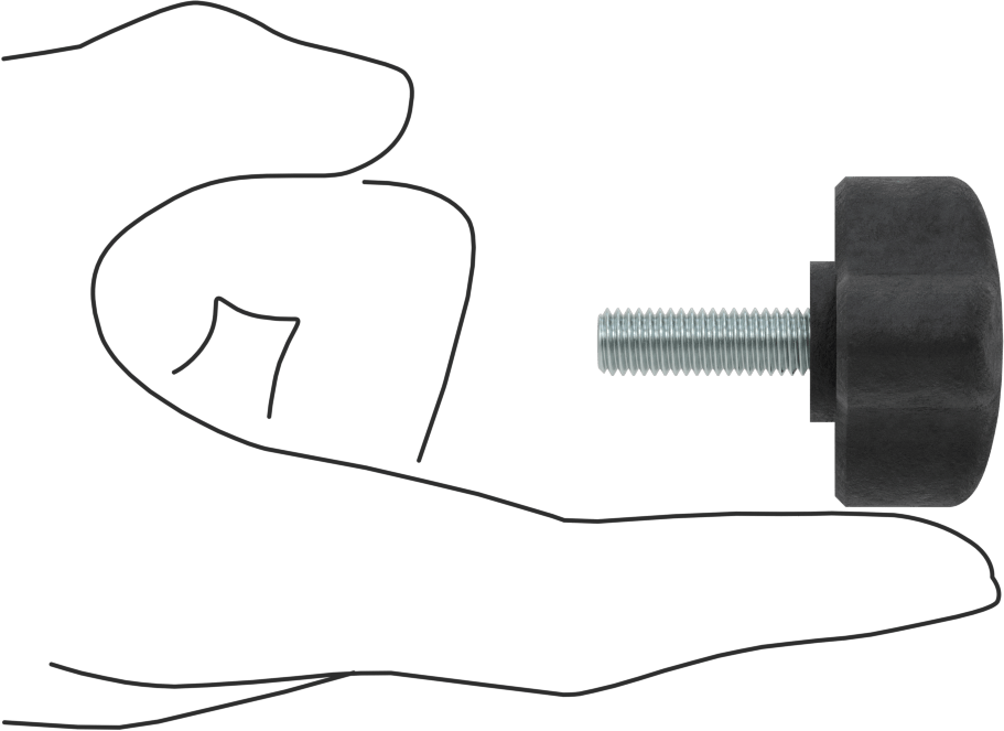 Konforlu Tutamaklı Plastik Üç Kollu Topuz, M8 x 1.25 mm Dişli Saplamalı, 45 mm Genişliğinde Başlık