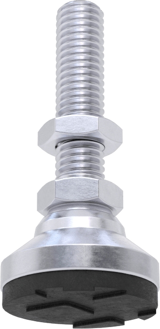 Dişli Saplamalı Döner Seviyeleme Montaj Parçası, Nikel Kaplı Çelik, Yastık, M8 x 1.25 mm Boyut, 32 mm Diş Uzunluğu
