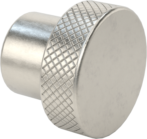 303 Paslanmaz Çelik Tırtıllı Düğme, 3/16" Çapında Dişsiz Delik ve 3/4" Baş Çapılı — 3⁄16", Dişsiz Delik, Tırtıllı Başlık