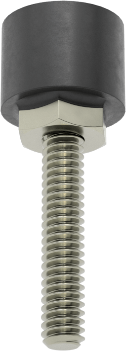 Güçlendirilmiş Dişli Tampon, Poliüretan, 1-1/4" Uzunluk 1/4"-20 Saplama, Durometre 80A