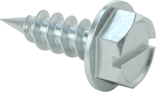 Sac Metal için Flanşlı Delme Vidaları, Çinko Kaplı Çelik, Numara 7 Boyut, 1/2" Uzunluk — No. 7, Flanged, Hex, 1⁄2"