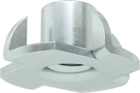 Ahşap için Vidalı Kilitli T Somun Ekleri, Çinko Kaplı Çelik, 1/4"-20 Diş Boyutu, 0.360" Takılı Uzunluk