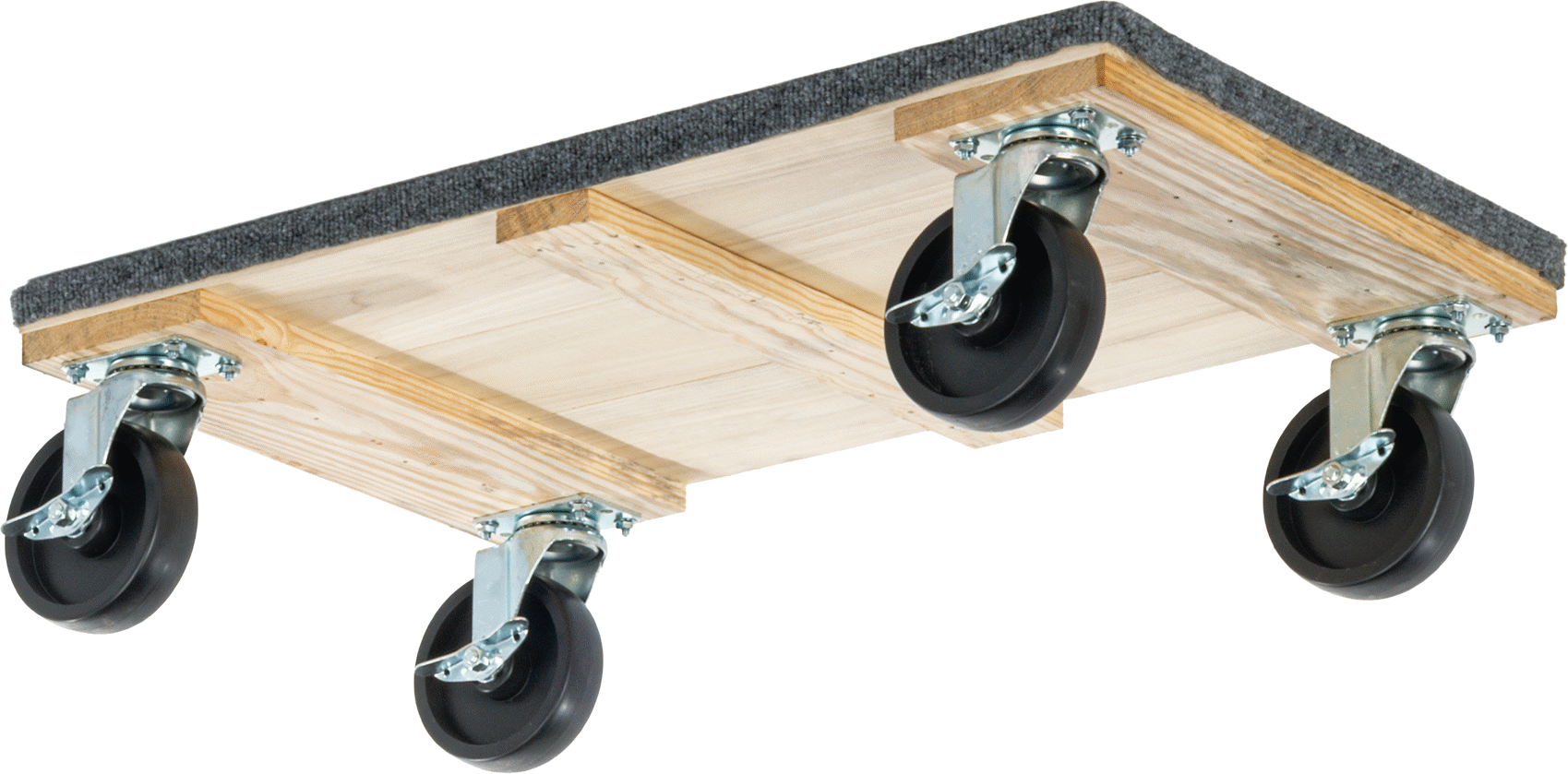 Ahşap Taşıma Arabası, 1500 lb. Kapasite, 30" Uzunluk x 18" Genişlik Halı Kaplı Katı Platform