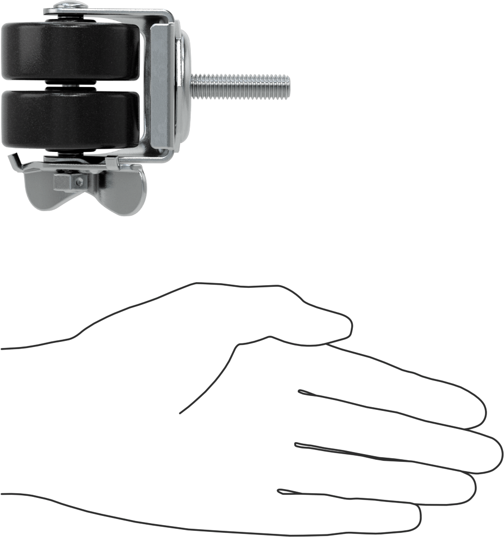 Dişli Saplı Döner Tekerlek, Frenli, 3/8"-16 Dişli ve 2" Çaplı Polipropilen Tekerlek