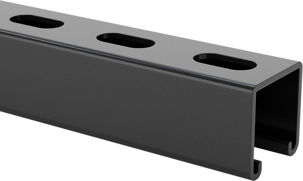 Destek Kanalı, 1-1/8" Uzunlukta Yarık Delikli, PVC Kaplı Çelik, 10' Uzunluk — Standart, Montaj Kanalı, Kanal