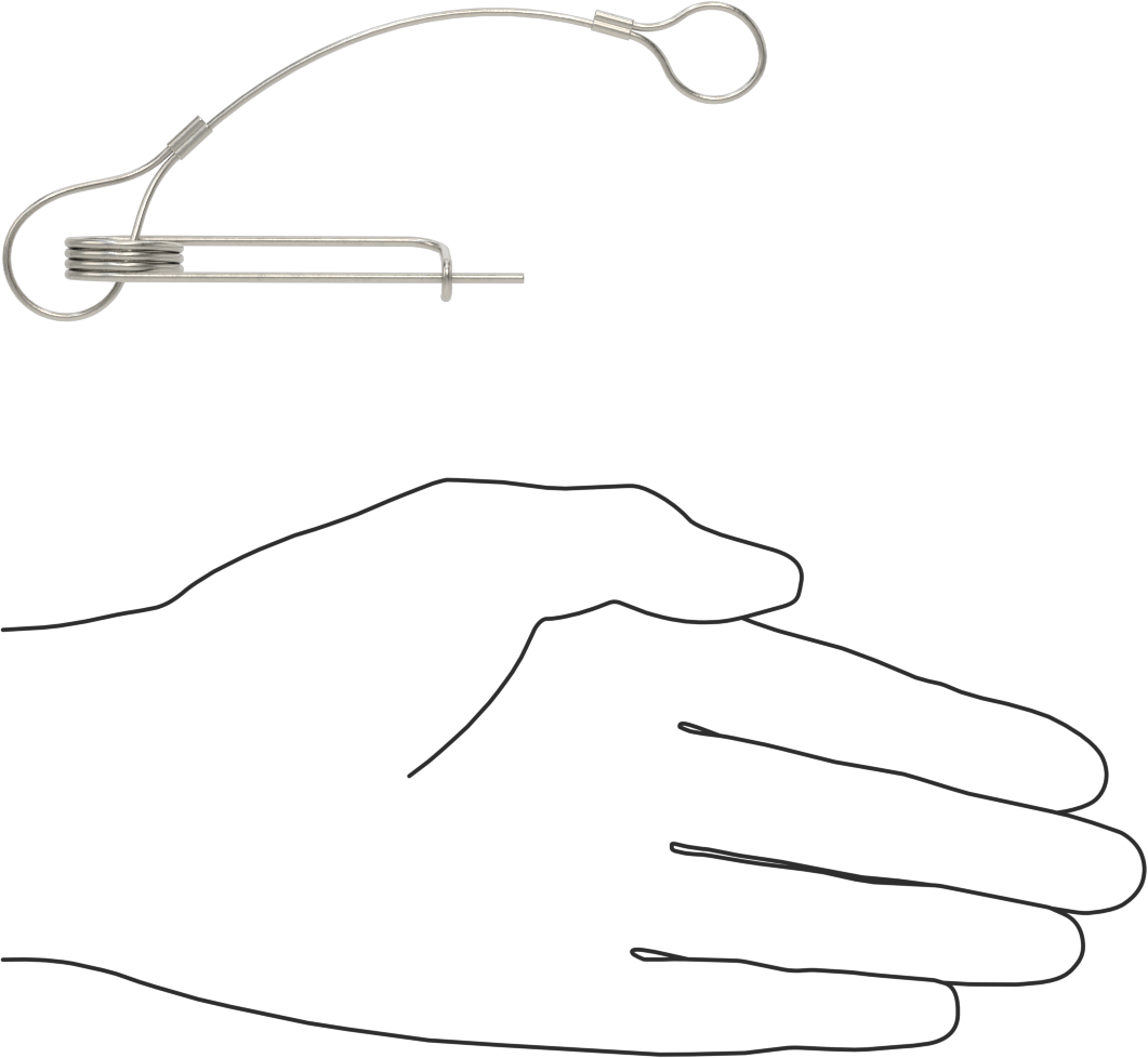 Uzun Ömürlü Tel Çıtçıtlı Kopilya, İpli, 18-8 Paslanmaz Çelik, 1/16" Tel Çapı, 1-5/8" Kullanılabilir Uzunluk