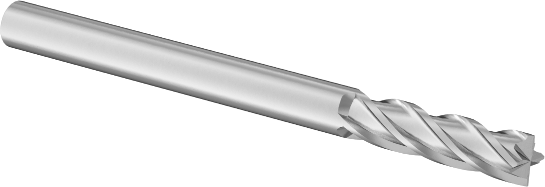 Karbür Kare 4 Kanallı Parmak Freze, TiCN Kaplamalı, 3 mm Mil Çapı, 38 mm Toplam Uzunluk