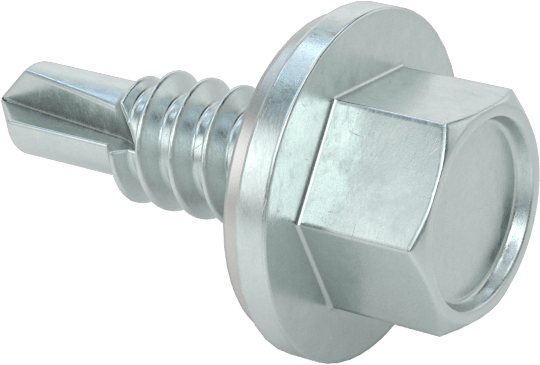 Metal için Pullu Delme Vidaları, Çinko Kaplı 410 Paslanmaz Çelik, 1/4" Boyut, 3/4" Uzunluk
