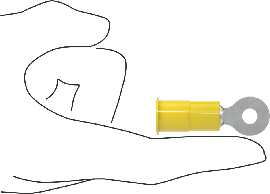Kalay Kaplı Bakır Halka Terminalleri, Naylon Yalıtım, 4 AWG ve 1/4" Vida Boyutu için