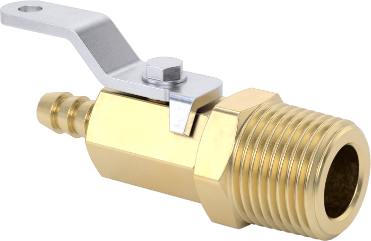 Pirinç Gövdeli Açma/Kapama Vanası, 1/2 NPT Erkek x 1/4" İç Çaplı Boru için Standart Tırnaklı Bağlantı Elemanı
