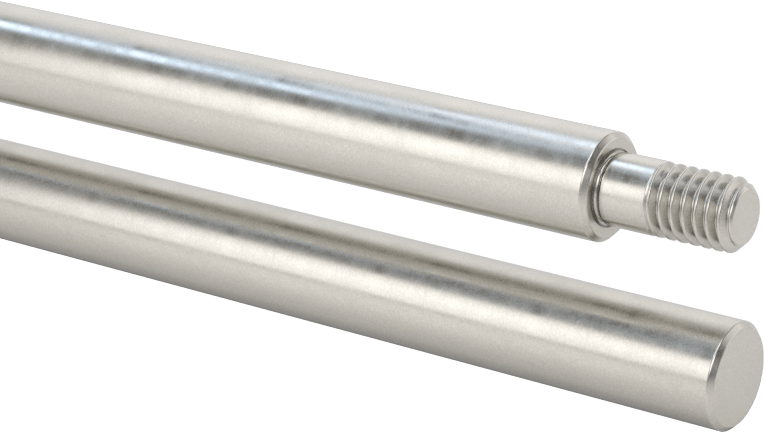 Dişli Doğrusal Hareket Mili, Dişli x Düz Uçlar, 52100 Çelik, 6 mm Çap, 50 mm Uzunluk