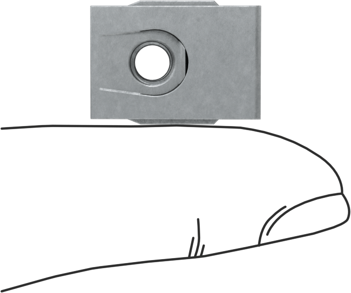 Çelik Güçlü Kavrama Klipsli Namlu Somunları, Çinko Kaplamalı, M5 x 0.8 mm Diş, 11.5 mm Delik Merkezi - Kenar Mesafesi