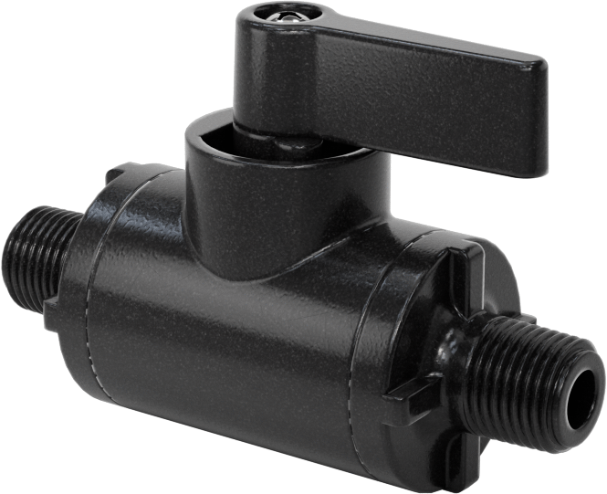 Siyah Naylon Açma/Kapama Vanası, Kompakt, 1/8 NPT Erkek x 1/8 NPT Erkek, 1.5 Cv