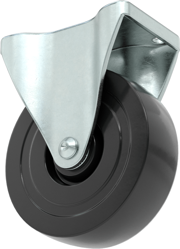 Cart-King Tekerlek, 4 inç Çapında Tread-on-Core 75A Kauçuk Tekerlekli Sabit — Levha, 4", Sert