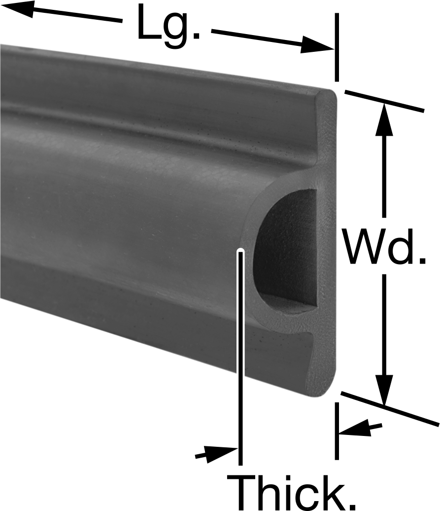 Kabarık Profilli Yüzey Koruyucu, Siyah EPDM, 6 Fit Uzunluk, 2-5/8" Genişlik, 1-1/4" Kalınlık