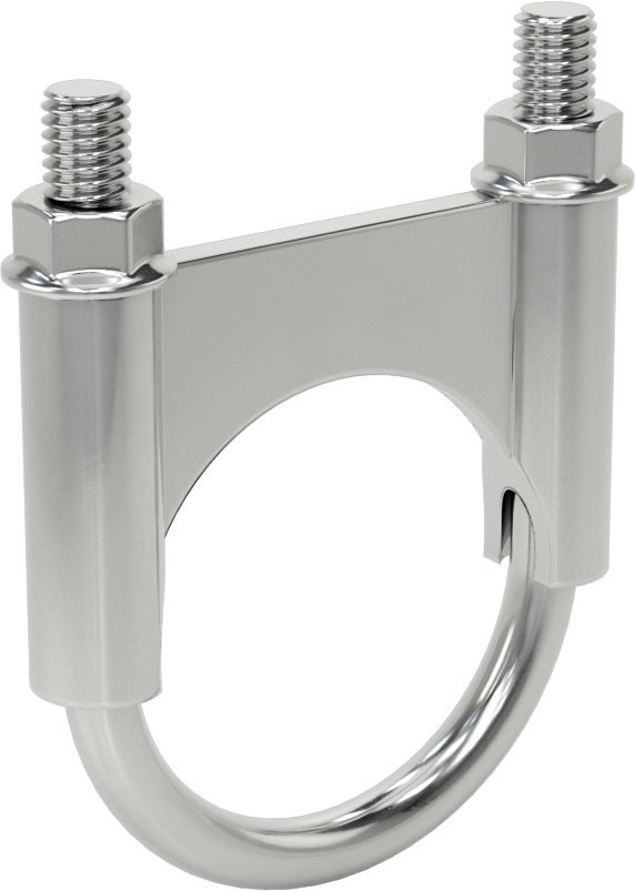 Sıkıştırma U-Cıvatası, Krom Kaplı Çelik, 3/8"-16 Diş Boyutu, 2-1/8" İç Çap