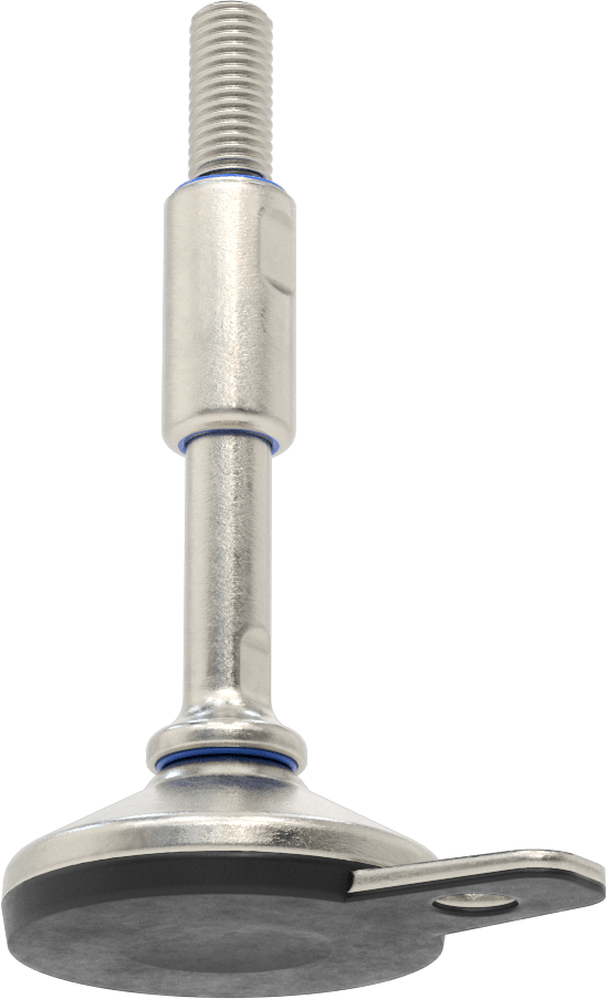 Dişli Saplamalı Hijyenik Döner Seviyeleme Montajı, Sabit Tutucu, 1 Ofset Delik, 2-7/8" Uzunluk x 5/8"-11 Diş