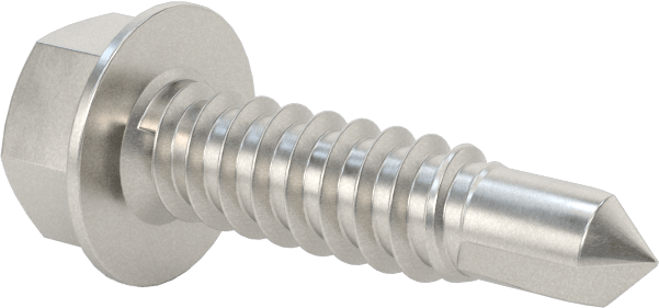 Paslanma ve Aşınmaya Dayanıklı Alaşımlı Çelik Delme Vidaları, Flanşlı, Altıköşe Başlık, 1/4" Boyut, 1" Uzunluk
