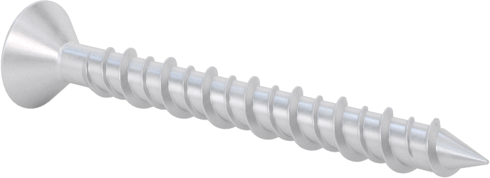 Duvar ve Beton için Diş Açan Vida, Gümüş Kaplı Çelik, Havşa Başlık, 3/16" Boyut, 1-3/4" Uzunluk