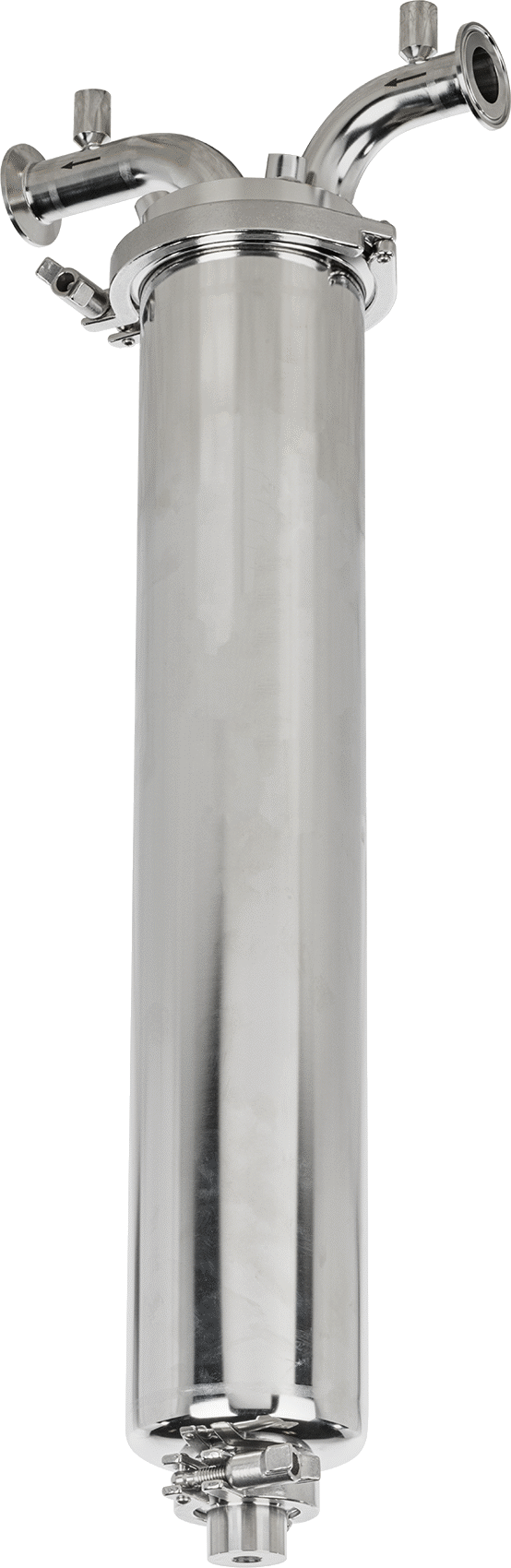 Hijyenik Metal Filtre Muhafazası, 21.9" Yükseklik x 2.2" İç Çap Kartuş için