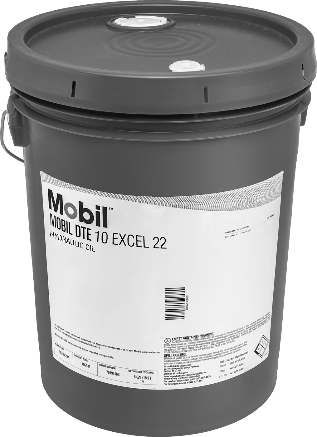 Mobil DTE 10 Excel 22 Hidrolik Yağı, 5 Galon — 22, Kova, 5 gal.