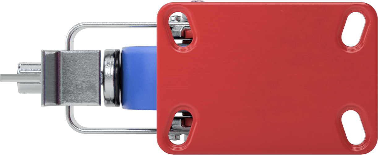 6-1/2" x 4-1/2" Plakalı Yüksek Kapasiteli Kingston Tekerlek, Frenli Döner Tekerlek ve 5" Çaplı Mavi Poliüretan Tekerlek